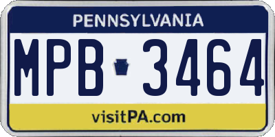 PA license plate MPB3464