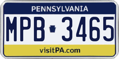 PA license plate MPB3465