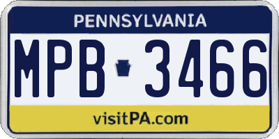 PA license plate MPB3466