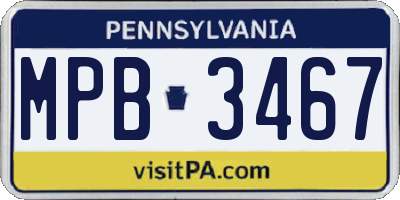 PA license plate MPB3467