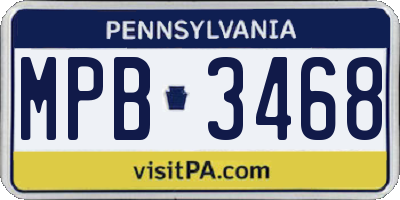 PA license plate MPB3468