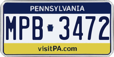 PA license plate MPB3472