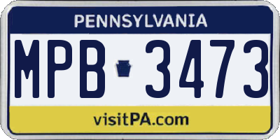 PA license plate MPB3473
