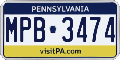 PA license plate MPB3474