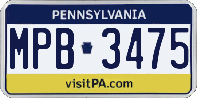 PA license plate MPB3475