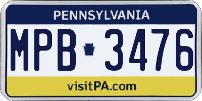 PA license plate MPB3476