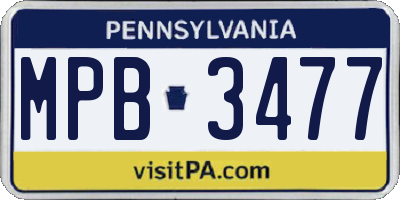 PA license plate MPB3477