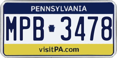 PA license plate MPB3478