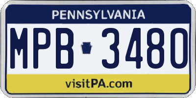 PA license plate MPB3480