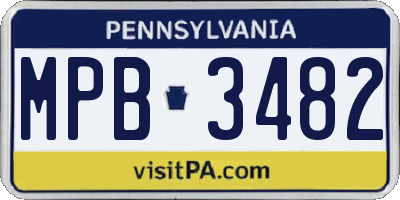 PA license plate MPB3482