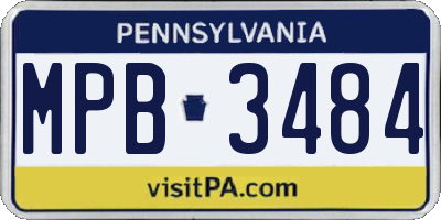 PA license plate MPB3484