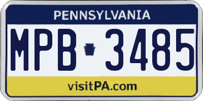 PA license plate MPB3485