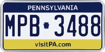 PA license plate MPB3488