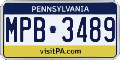 PA license plate MPB3489