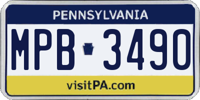 PA license plate MPB3490