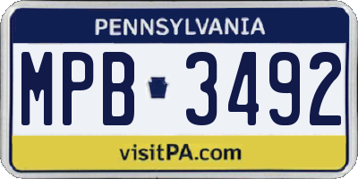 PA license plate MPB3492