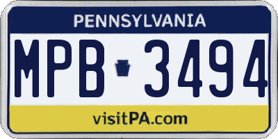 PA license plate MPB3494