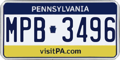PA license plate MPB3496