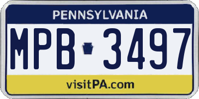 PA license plate MPB3497
