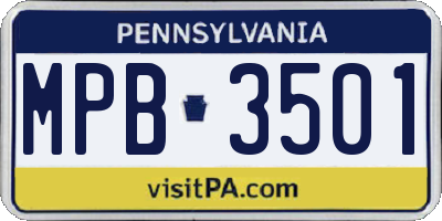 PA license plate MPB3501