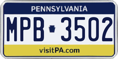 PA license plate MPB3502