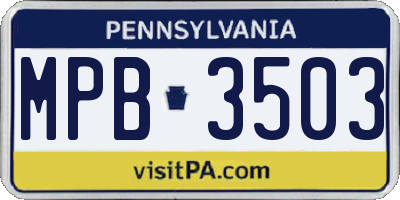 PA license plate MPB3503