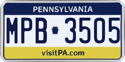 PA license plate MPB3505
