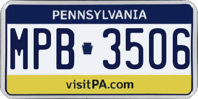 PA license plate MPB3506