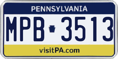 PA license plate MPB3513