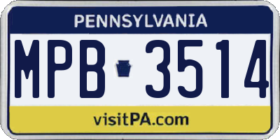PA license plate MPB3514