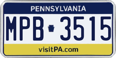 PA license plate MPB3515