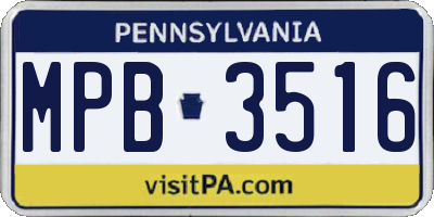 PA license plate MPB3516