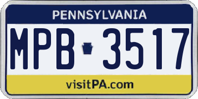 PA license plate MPB3517