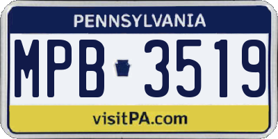 PA license plate MPB3519