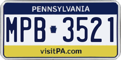 PA license plate MPB3521