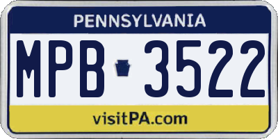 PA license plate MPB3522
