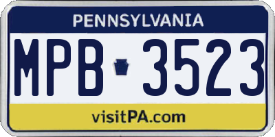 PA license plate MPB3523