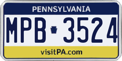 PA license plate MPB3524