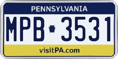 PA license plate MPB3531