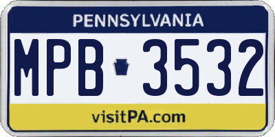PA license plate MPB3532