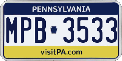 PA license plate MPB3533