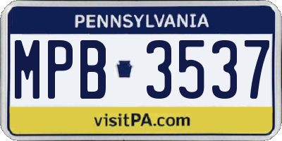 PA license plate MPB3537