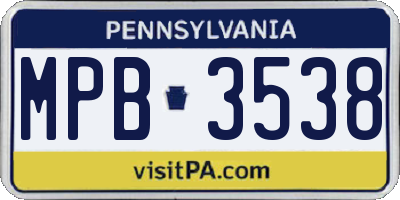 PA license plate MPB3538