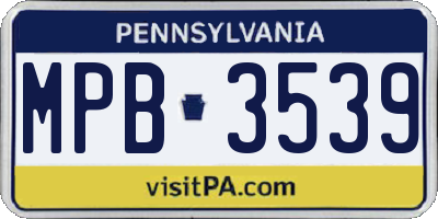 PA license plate MPB3539