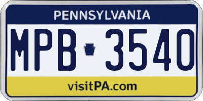 PA license plate MPB3540