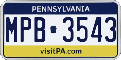 PA license plate MPB3543
