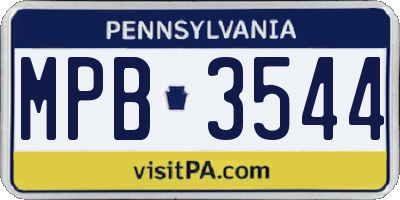 PA license plate MPB3544