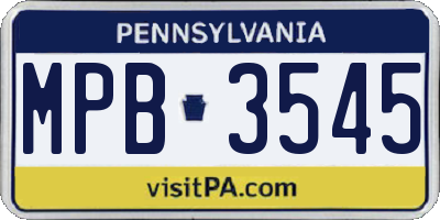 PA license plate MPB3545