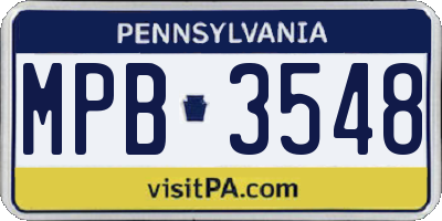 PA license plate MPB3548