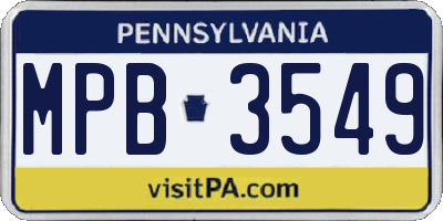 PA license plate MPB3549